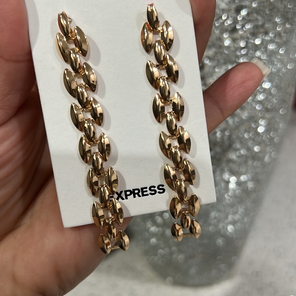 🧡EXPRESS Interlocking Chain Drop Earrings - Picture 1 of 6